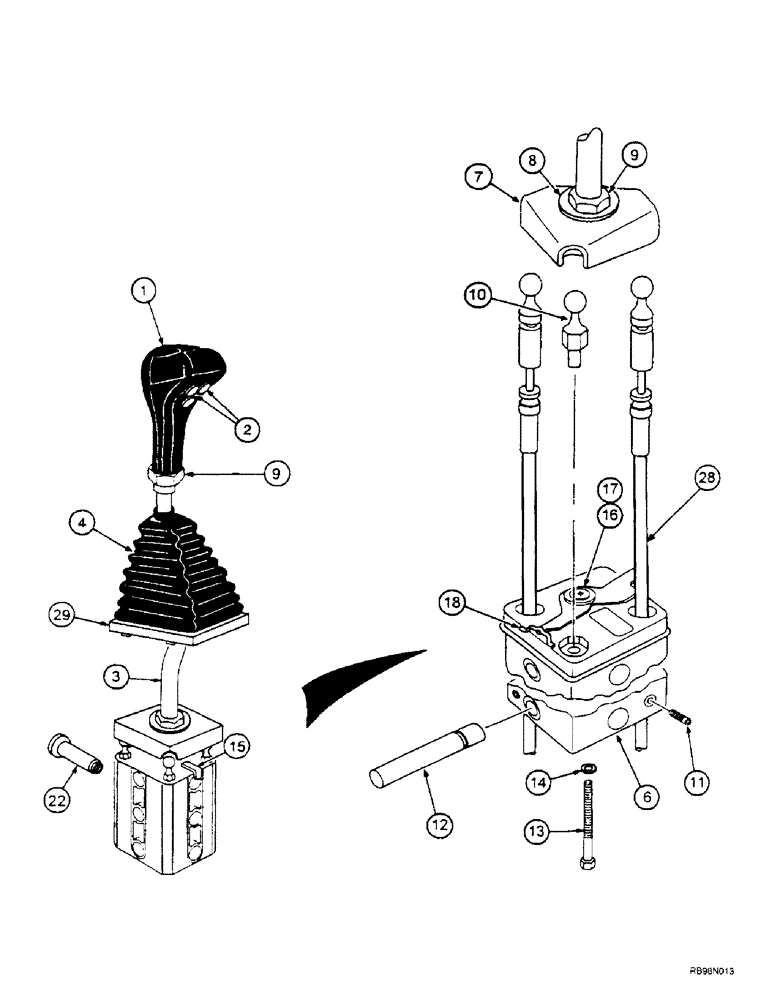 Схема запчастей Case IH L500 - (8-038) - CONTROL ASSEMBLY - 2 FUNCTION (MX80 - MX100C) (08) - HYDRAULICS