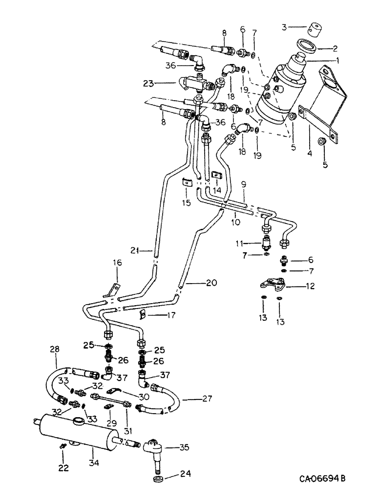 Схема запчастей Case IH 886 - (10-16) - HYDRAULICS, HYDRAULIC POWER STEERING CONNECTIONS (07) - HYDRAULICS