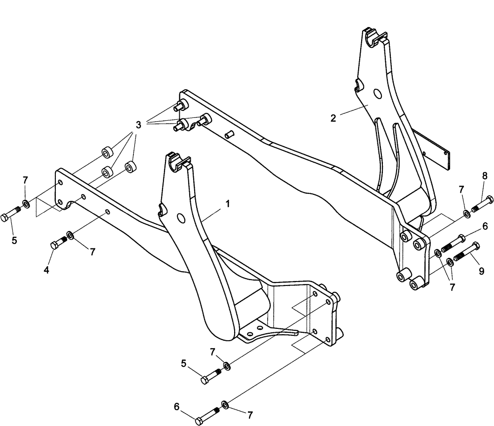 Схема запчастей Case IH L540 - (39.100.AB[05]) - SUBFRAME SET, FARMALL 65A, 75A (39) - FRAMES AND BALLASTING