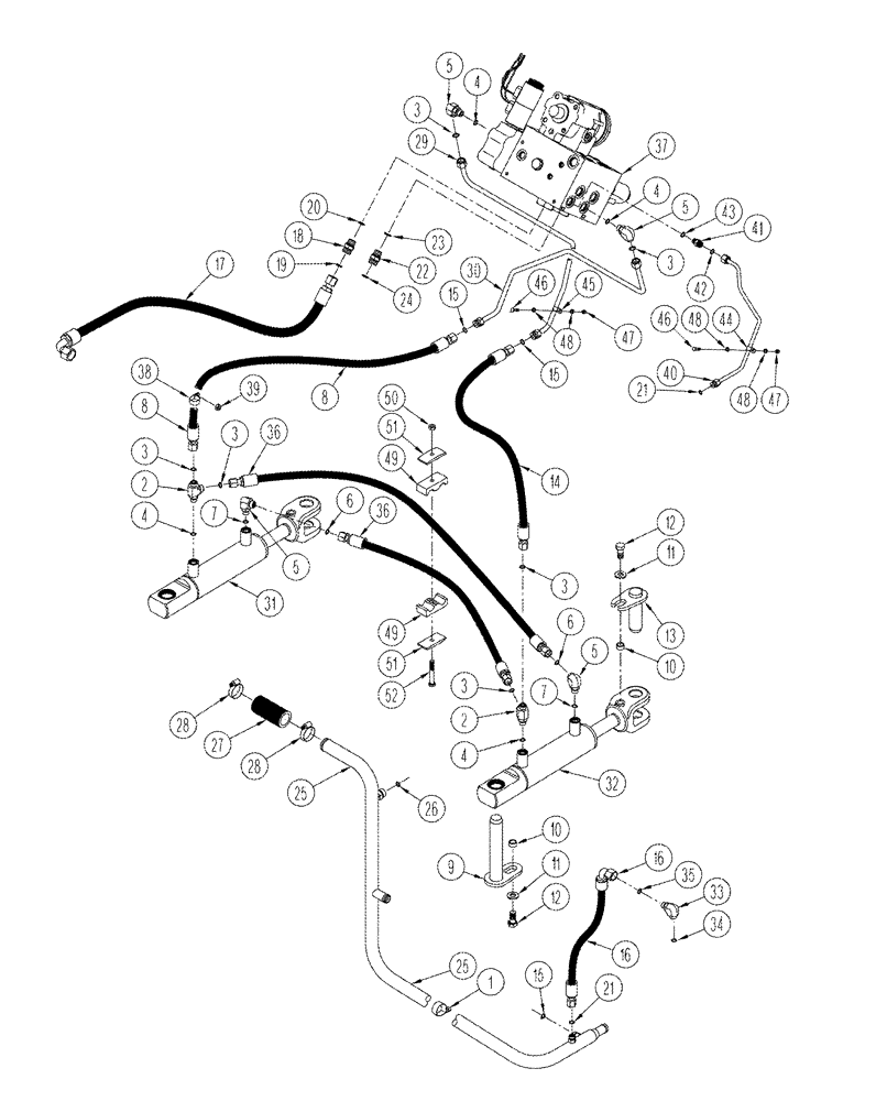 Схема запчастей Case IH STX325 - (05-03) - HYDRAULICS FRONT STEERING CYLINDERS ACCUSTEER TRACTOR (05) - STEERING