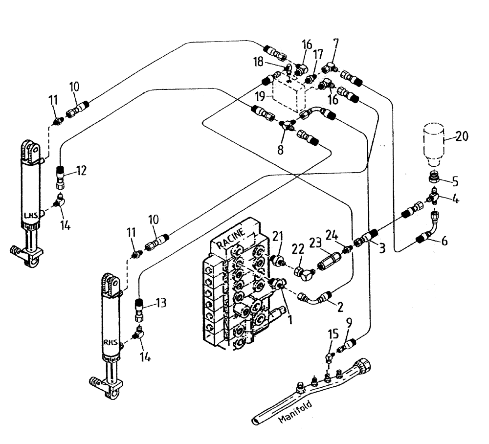 Схема запчастей Case IH 7700 - (B06-40A) - HYDRAULIC CIRCUIT, (BASECUTTER LIFT 7700 ... WITH Hydraulic Components & Circuits