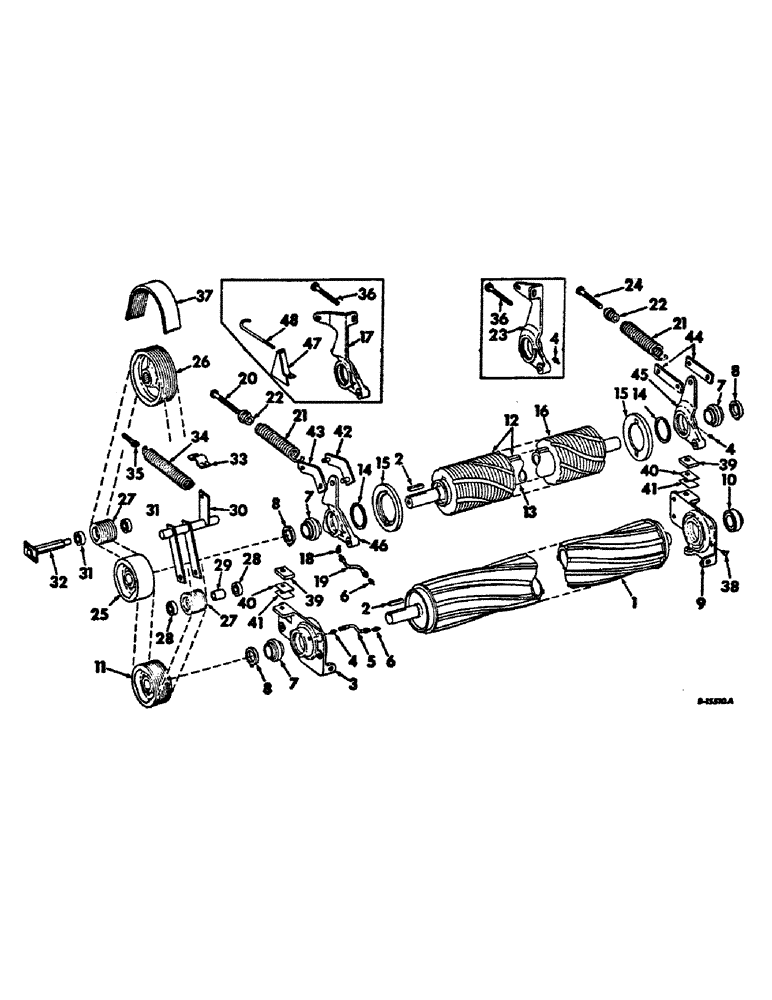 Схема запчастей Case IH 816 - (G-13) - ROLLS, DRIVE PULLEYS AND RELATED PARTS 