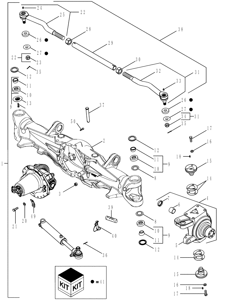 Схема запчастей Case IH MAGNUM 245 - (05-20) - MFD AXLE HOUSING ASSEMBLY - SUSPENDED WITH 10 BOLT HUB, WITH DIFFERENTIAL LOCK (05) - STEERING