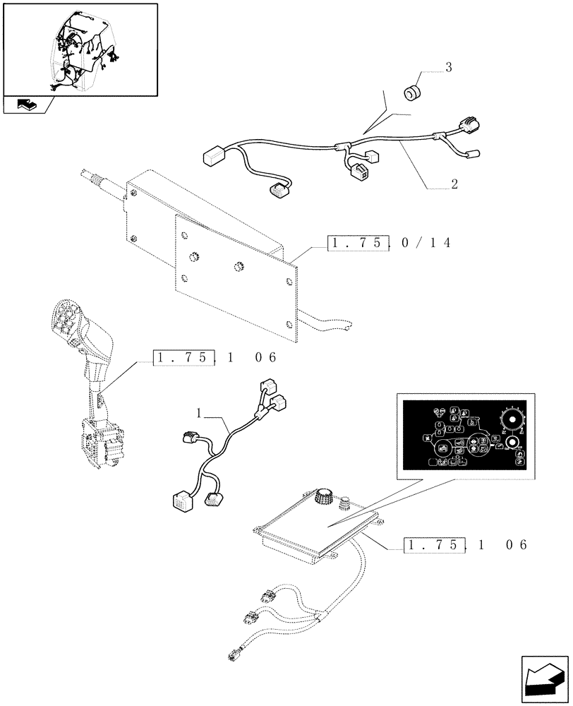 Схема запчастей Case IH PUMA 165 - (1.75.4[07]) - ELECTRIC SHIFT PTO AND GARU CABLES (06) - ELECTRICAL SYSTEMS