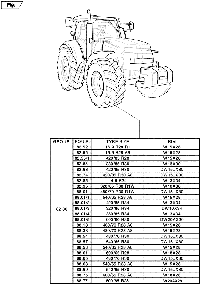 Схема запчастей Case IH PUMA 165 - (SEC. 11[01]) - WHEELS / TRACKS (00) - GENERAL