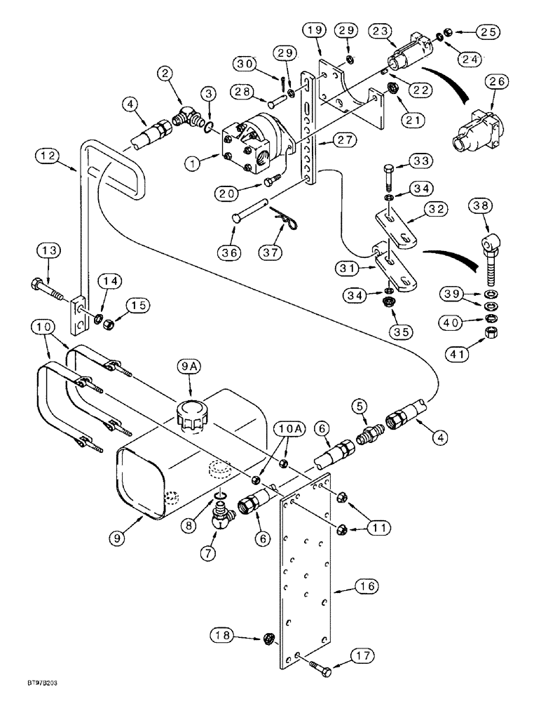 Схема запчастей Case IH 955 - (8-19A) - BLOWER PUMP HYDRAULIC SYSTEM, RESERVOIR TO PUMP & PUMP MOUNTING PARTS (08) - HYDRAULICS