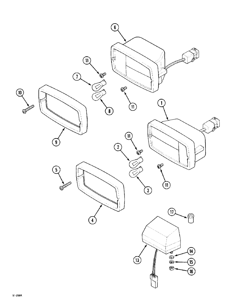 Схема запчастей Case IH 5150 - (4-74) - LAMPS - TAIL, FLASH AND STOP (04) - ELECTRICAL SYSTEMS
