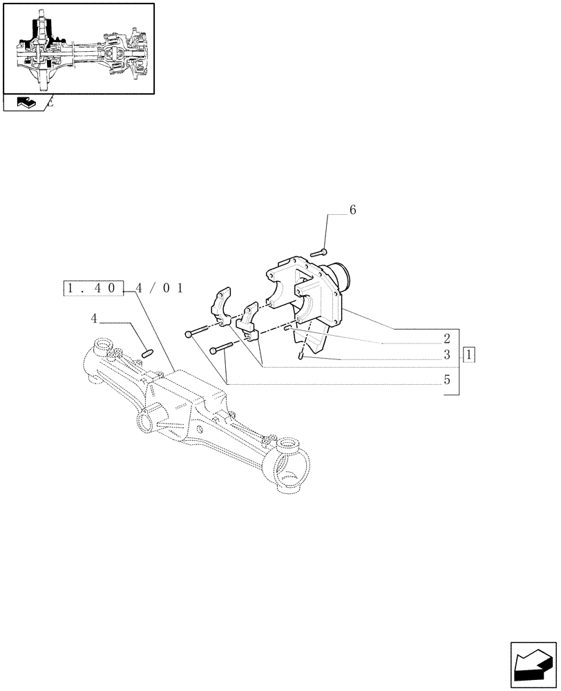 Схема запчастей Case IH PUMA 125 - (1.40. 4/05) - (CL.4) SUSPENDED FRONT AXLE W/MULTI-PLATE DIFF. LOCK AND ST. SENSOR - SUPPORT (VAR.330429) (04) - FRONT AXLE & STEERING