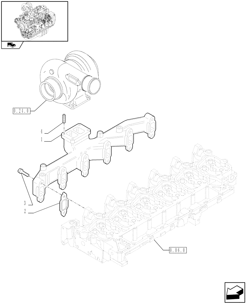 Схема запчастей Case IH F4GE9684B J604 - (0.07.7) - EXHAUST MANIFOLD (2852897) 