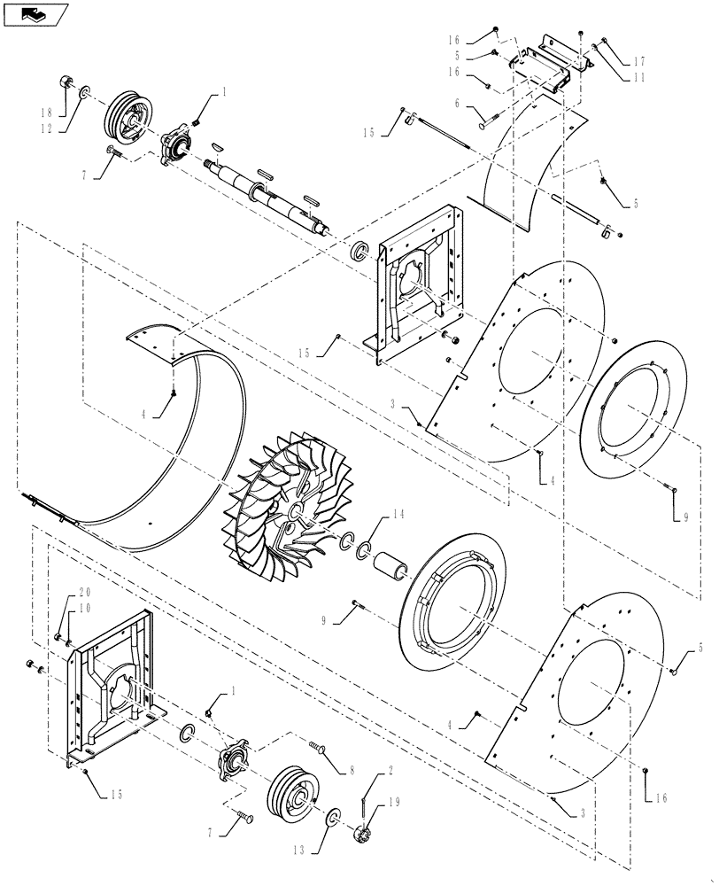 Схема запчастей Case IH 635 - (74.141.09[01]) - REAR FAN HARDWARE (74) - CLEANING