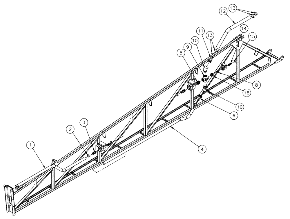 Схема запчастей Case IH SPX4260 - (09-014) - BOOM, RH-LH FEED HS, 5 SECTION HIGH VOLUME Liquid Plumbing