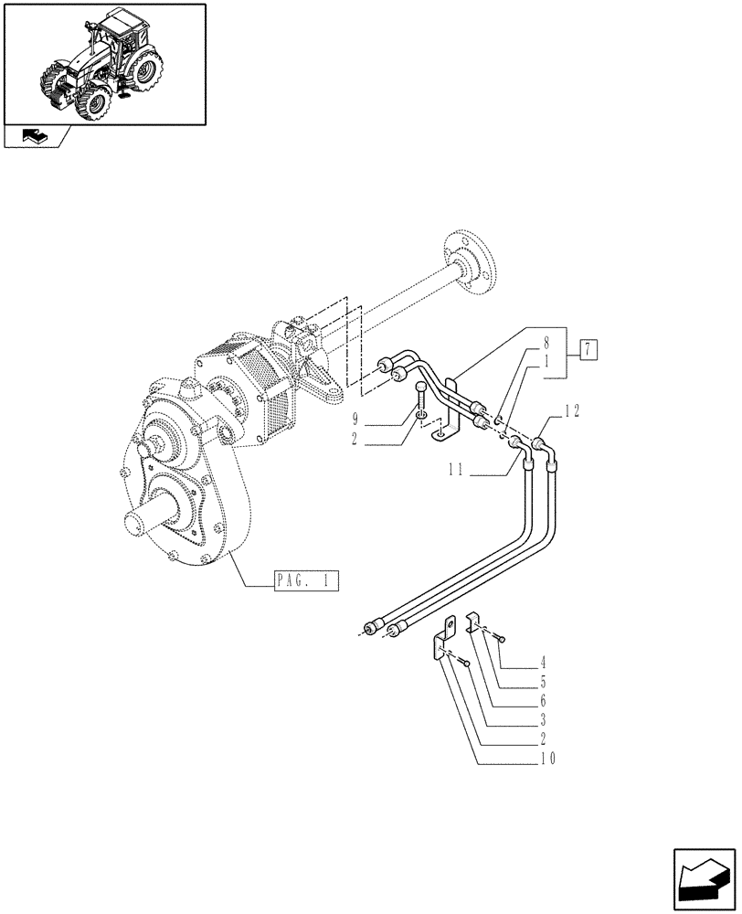 Схема запчастей Case IH PUMA 140 - (1.80.5/02[02]) - INTEGRATED FRONT HPL WITH PTO - PIPES - D6519 (VAR.333648-334648) (07) - HYDRAULIC SYSTEM