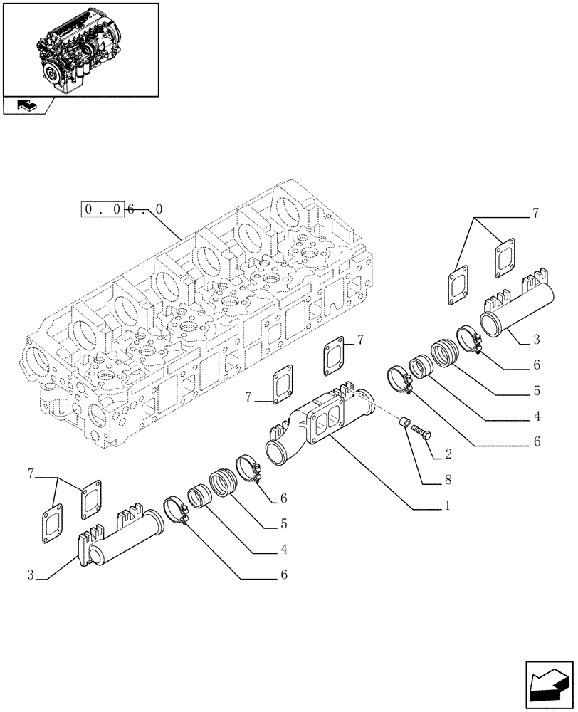 Схема запчастей Case IH F3CE0684E E004 - (0.07.8) - EXHAUST MANIFOLD (504226935) 