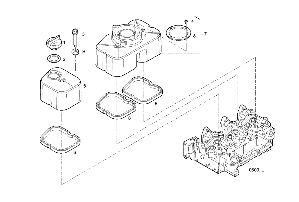 Схема запчастей Case IH F4CE0304B D601 - (0630.016) - CYL. HEAD COVERS 