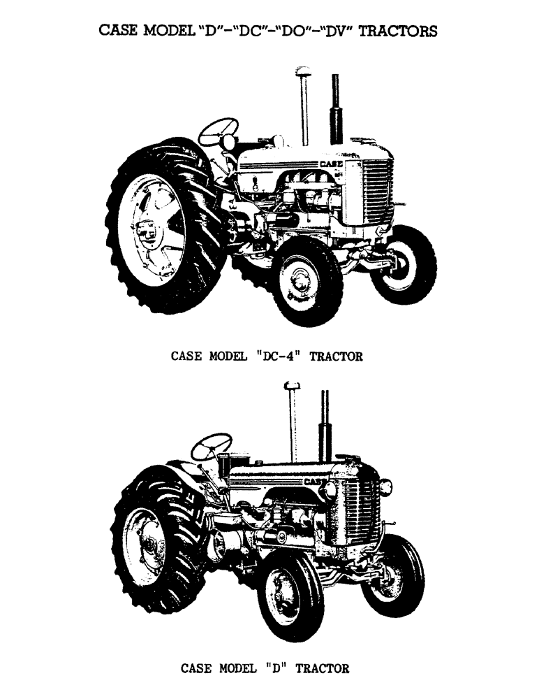 Схема запчастей Case IH DC-SERIES - (003) - CASE MODEL "D"-"DC"-"DO"-"DV" TRACTORS (00) - PICTORIAL INDEX