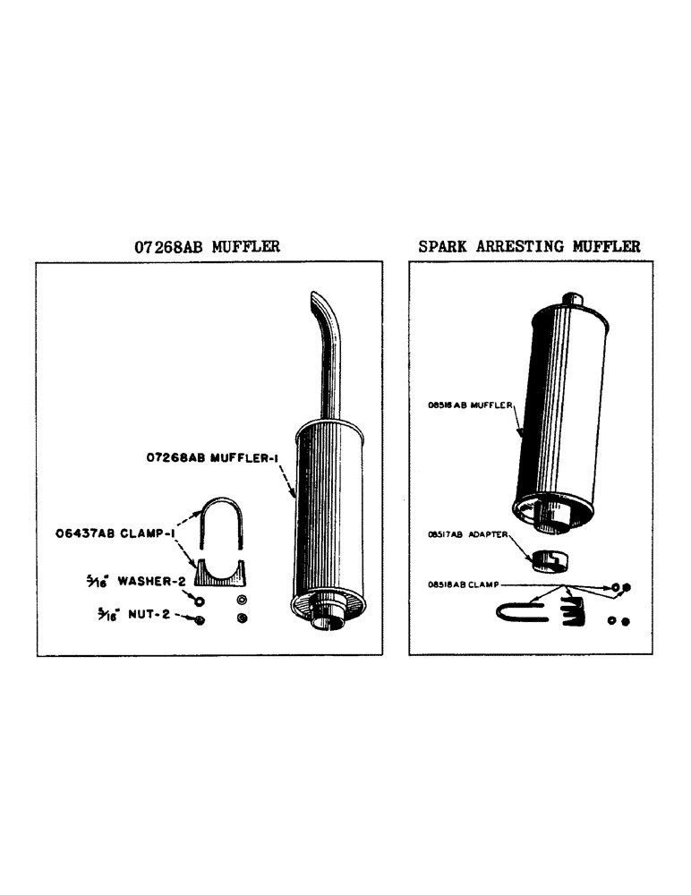 Схема запчастей Case IH DC-SERIES - (024) - O7628AB MUFFLER, D AND DC (02) - ENGINE
