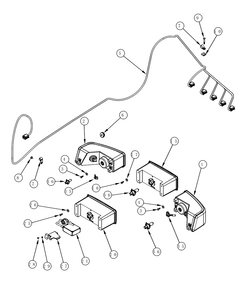Схема запчастей Case IH MX200 - (04-25) - HEADLAMPS, N.A. ONLY (04) - ELECTRICAL SYSTEMS