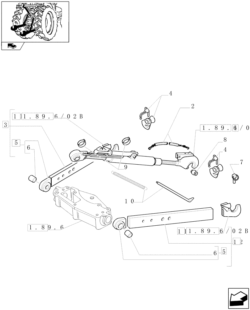 Схема запчастей Case IH FARMALL 85U - (1.89.6/02[01]) - "WALTERSCHEID" THREE POINT HITCH WITH QUICK ATTACH ENDS FOR MDC (VAR.330922) (09) - IMPLEMENT LIFT