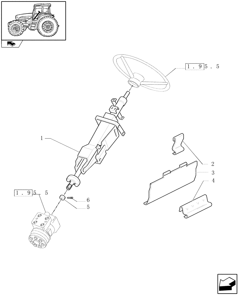 Схема запчастей Case IH FARMALL 85U - (1.95.5/01) - ADJUSTABLE STEERING WHEEL (VAR.330637) (10) - OPERATORS PLATFORM/CAB