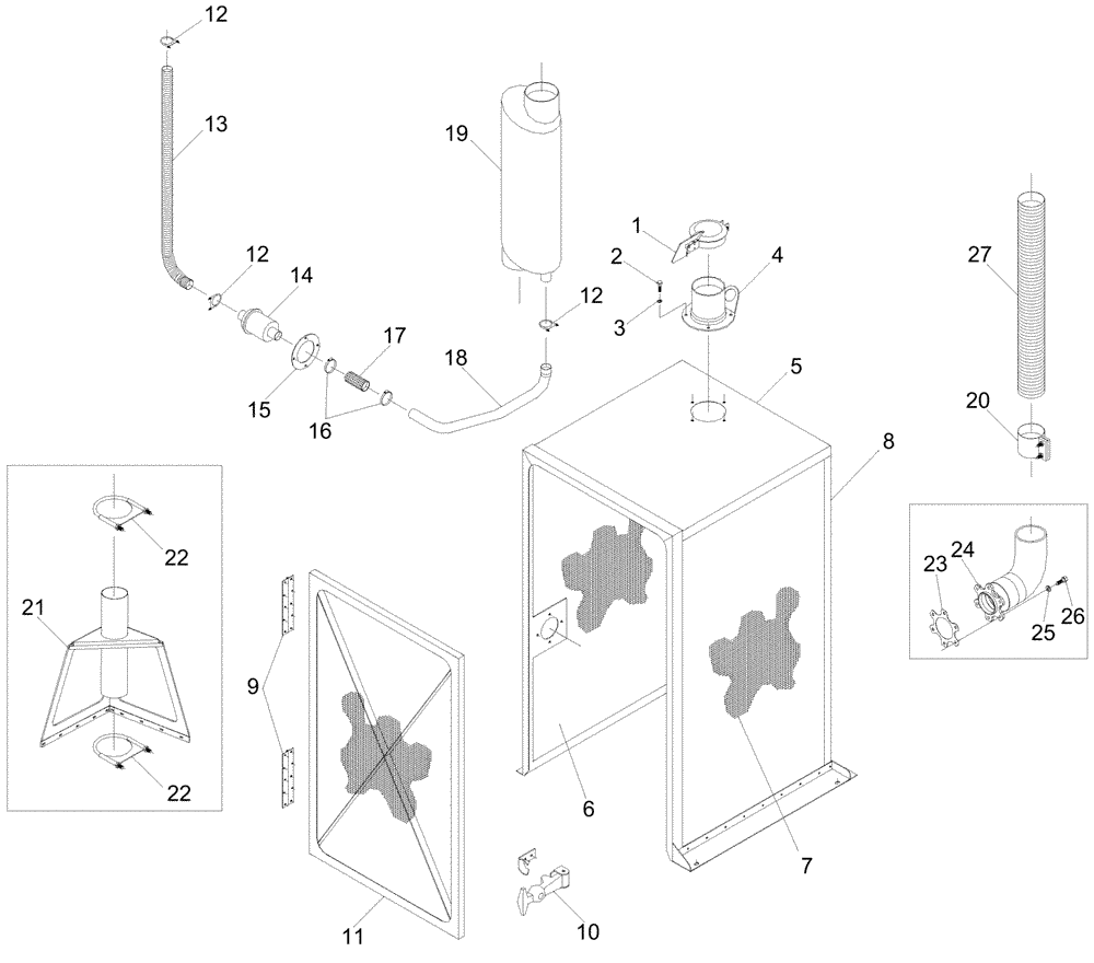 Схема запчастей Case IH A7000 - (C03.06[01]) - Air Inlet Screen and Exhaust {Case IH 10.3L} (01) - ENGINE