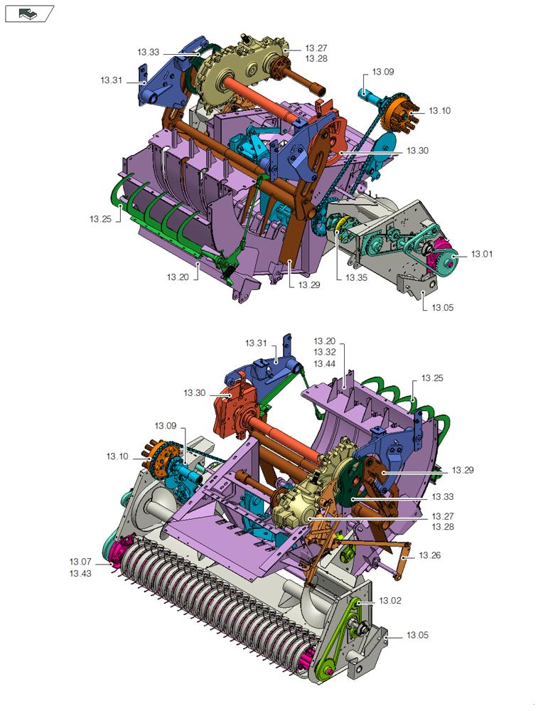 Схема запчастей Case IH LB433S - (13.00[01]) - PICTORIAL OVERVIEW 1/3 - FEEDER (13) - FEEDER