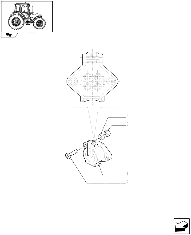 Схема запчастей Case IH FARMALL 90 - (1.75.0/02) - POWER OUTLET, ISO STANDARD 40A 4-PINS (VAR.335394) (06) - ELECTRICAL SYSTEMS
