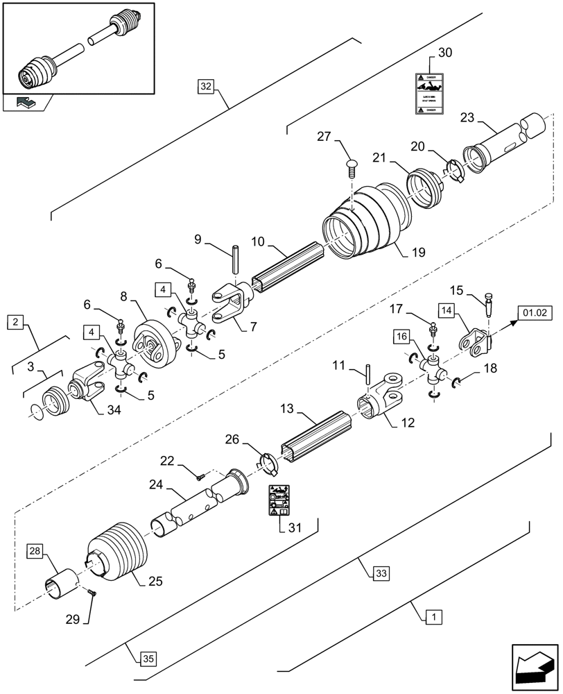 Схема запчастей Case IH LB433S - (01.01[01]) - POWER TAKE-OFF, FRONT (01) - POWER TAKE OFF