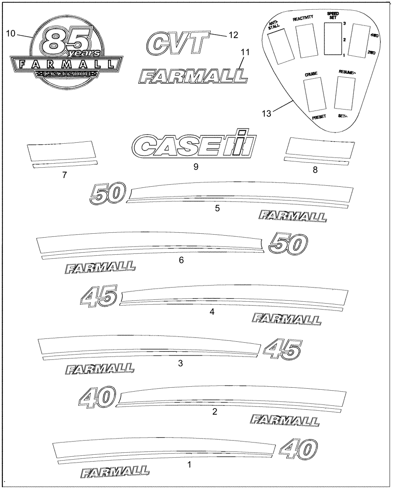 Схема запчастей Case IH FARMALL 50 - (08.12) - DECALS - IDENTIFICATION (08) - SHEET METAL