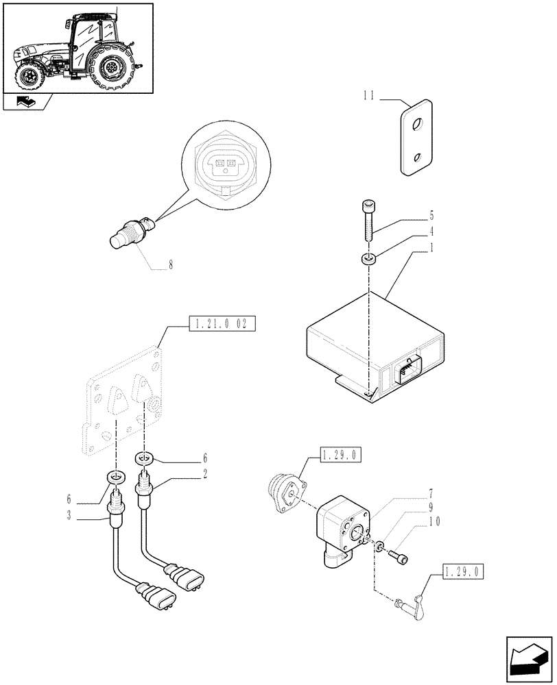 Схема запчастей Case IH FARMALL 75N - (1.75.1/02) - 32X16 HI-LO AND POWER SHUTTLE TRANSMISSION - ELECTR. CONTROL UNIT (VAR.330275-331275 / 743510; VAR.330273) (06) - ELECTRICAL SYSTEMS