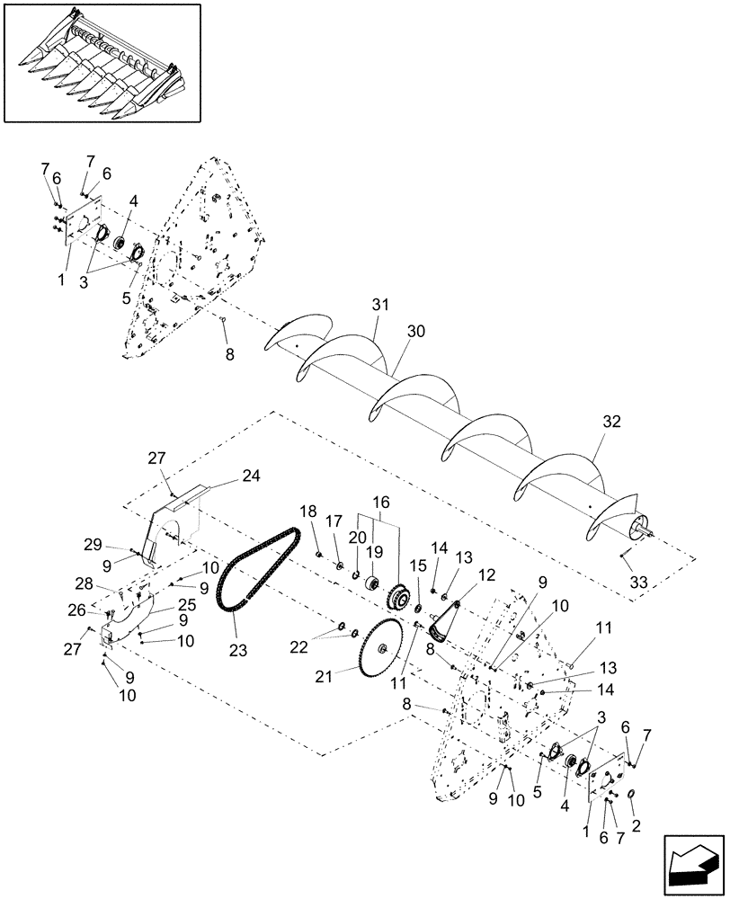 Схема запчастей Case IH 2412-30 - (20.13.06[2]) - AUGER DRIVE, SINGLE, DRIVEN SIDE, PIN CBJ030601 AND AFTER (58) - ATTACHMENTS/HEADERS