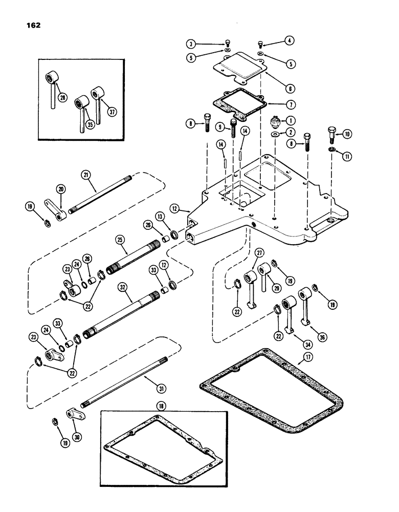Схема запчастей Case IH 770 - (162) - GEAR SHIFT MECHANISM, COVERS AND SHAFTS, MECHANICAL SHIFT (06) - POWER TRAIN