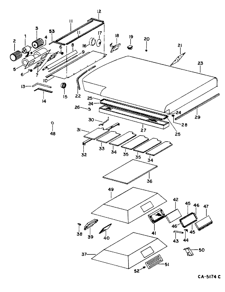 Схема запчастей Case IH 1460 - (13-19) - SUPERSTRUCTURE, CAB ROOF, OPERATORS CAB (05) - SUPERSTRUCTURE