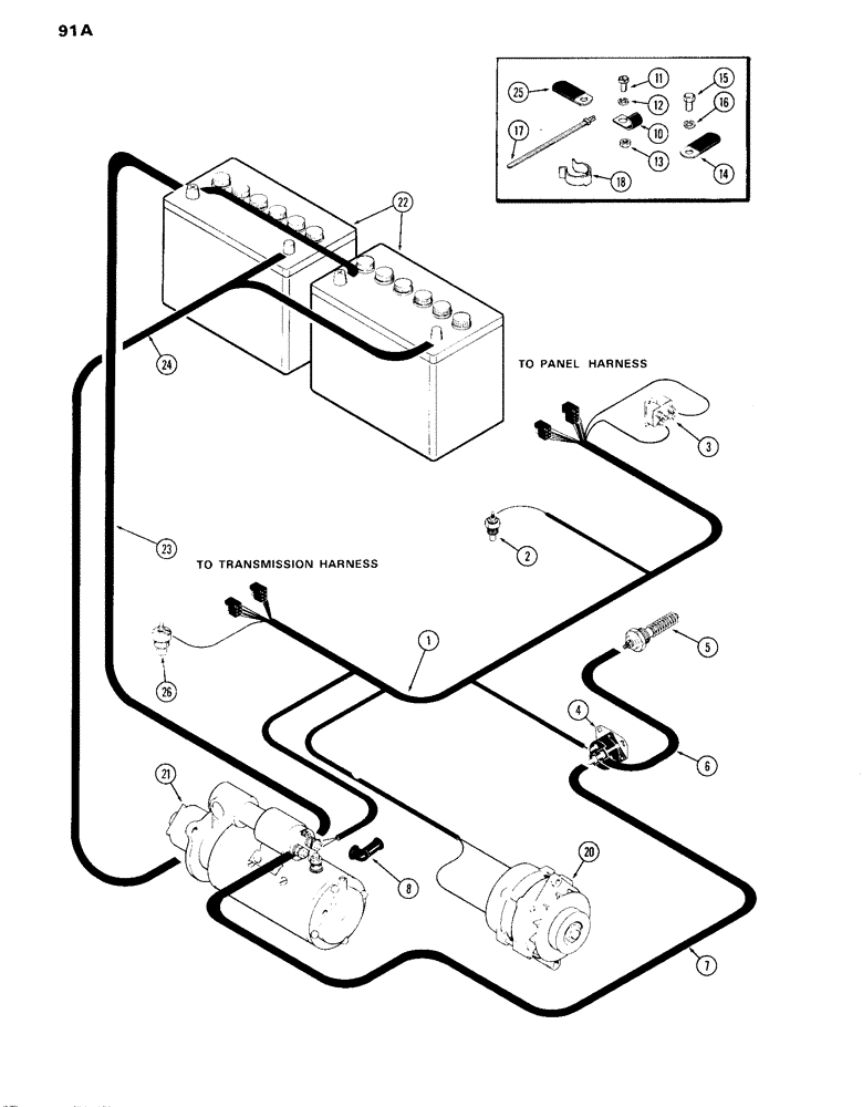 Схема запчастей Case IH 870 - (091A) - ELECTRICAL EQUIP. AND WIRING, (336B) DIESEL ENGINE, ENGINE HARNESS, USED PRIOR TO ENGINE S/N 2529467 (04) - ELECTRICAL SYSTEMS