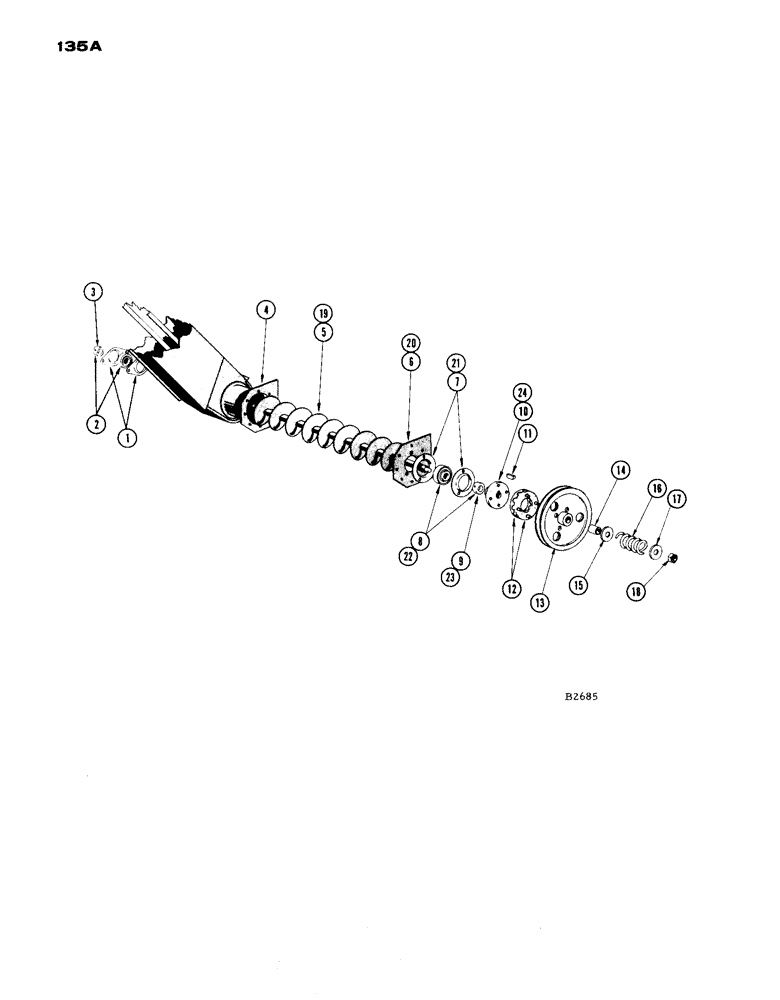 Схема запчастей Case IH 1660 - (135A) - TAILINGS AUGER (66) - THRESHING