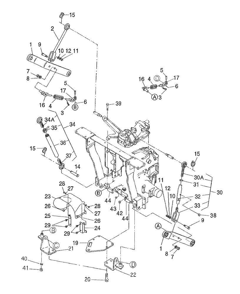 Схема запчастей Case IH DX18E - (09.01) - THREE POINT LINKAGE (09) - IMPLEMENT LIFT