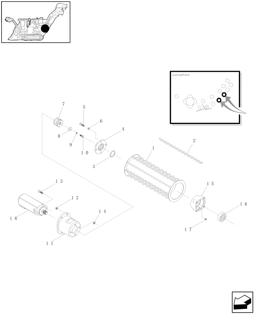 Схема запчастей Case IH A4000 - (A05.09[01]) - BOTTOM ROLLER (SINGLE DRIVE) Mainframe & Functioning Components