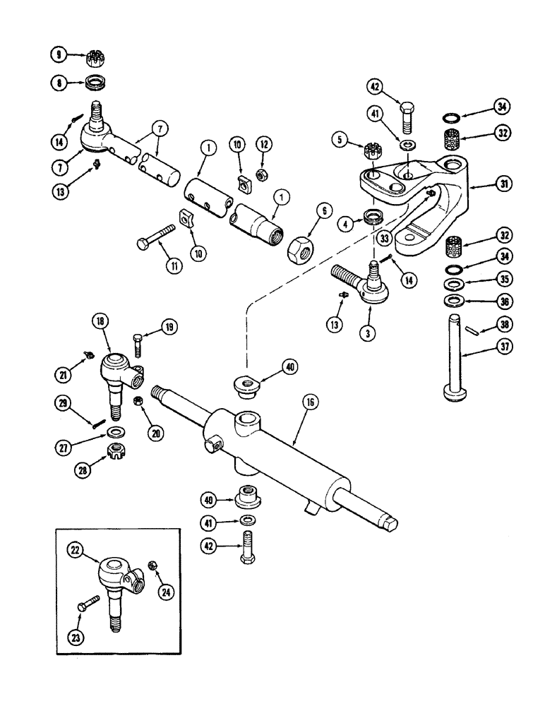 Схема запчастей Case IH 8930 - (5-024) - TIE ROD AND STEERING CYLINDER, TWO WHEEL DRIVE TRACTOR (05) - STEERING