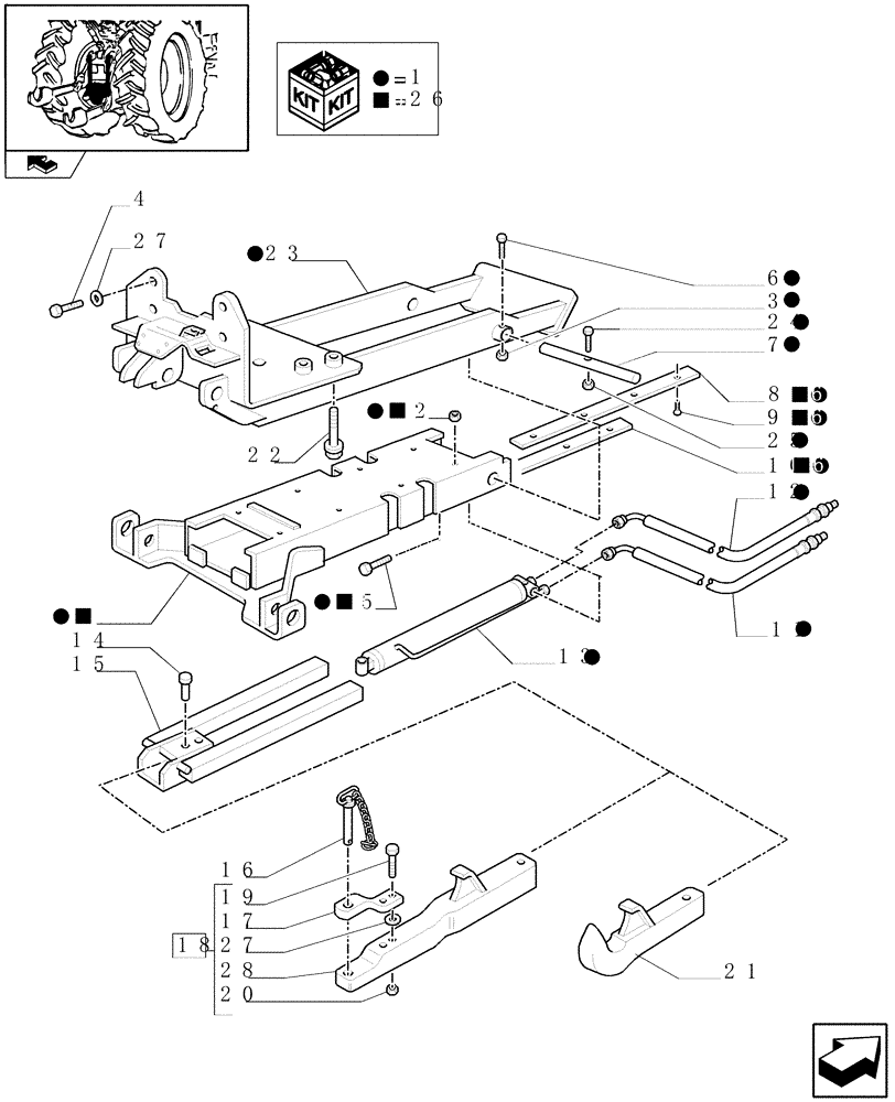 Схема запчастей Case IH PUMA 140 - (1.89.3[01]) - AUTOMATIC PICK UP HITCH WITH HYDR. PUSH BACK, WITH SWINGING DRAWBAR - FRAME AND TOW BAR (VAR.331945) (09) - IMPLEMENT LIFT
