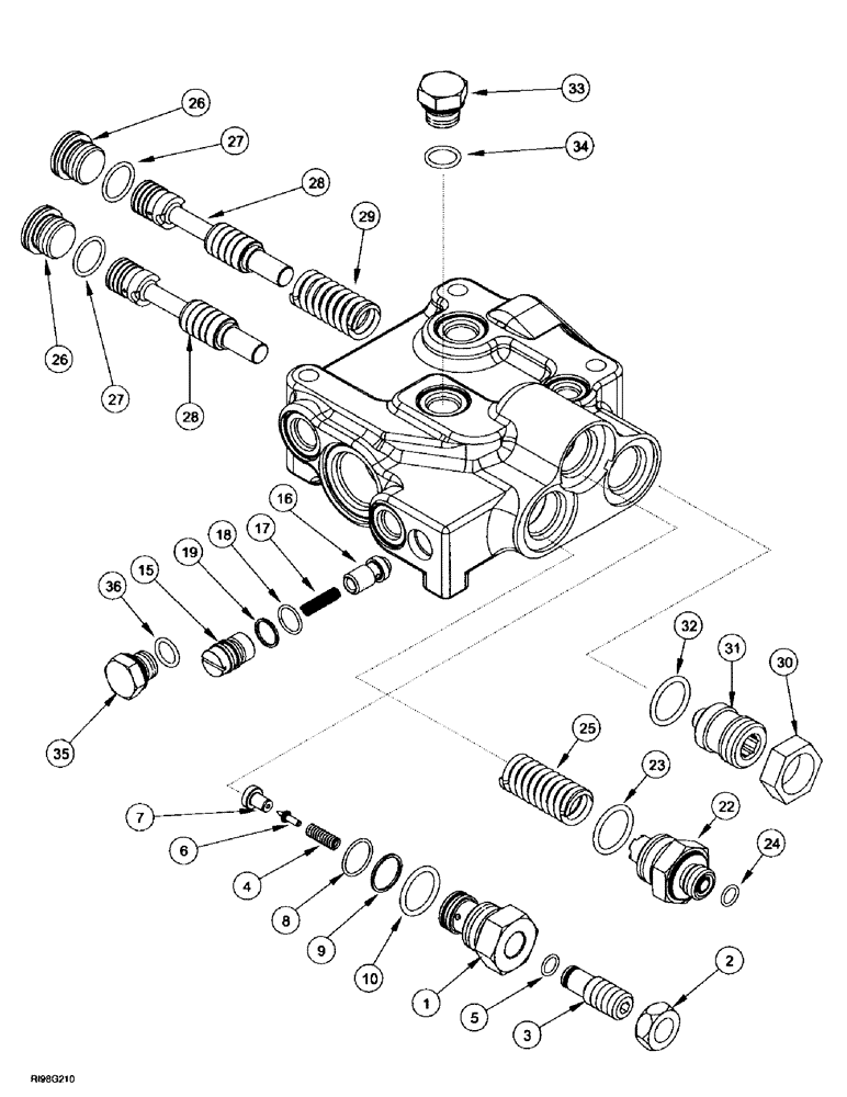 Схема запчастей Case IH MX220 - (8-048) - PRIORITY AND REGULATOR VALVE ASSEMBLY, N.A. ONLY (08) - HYDRAULICS