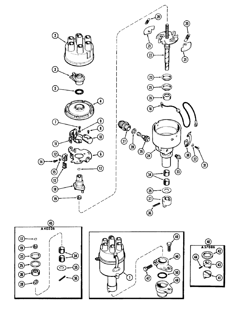 Схема запчастей Case IH 930-SERIES - (063C) - A24505 DISTRIBUTOR, (377) SPARK IGNITION ENGINE, WITH TANG DRIVE, USED PRIOR TO ENGINE S/N 2174169 (04) - ELECTRICAL SYSTEMS