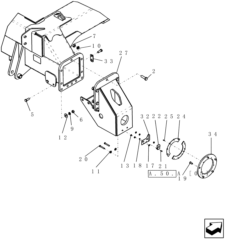 Схема запчастей Case IH ADX3380 - (D.13.B[03]) - RIGHT REAR AXLES (ASN CBJ0005319) D - Travel