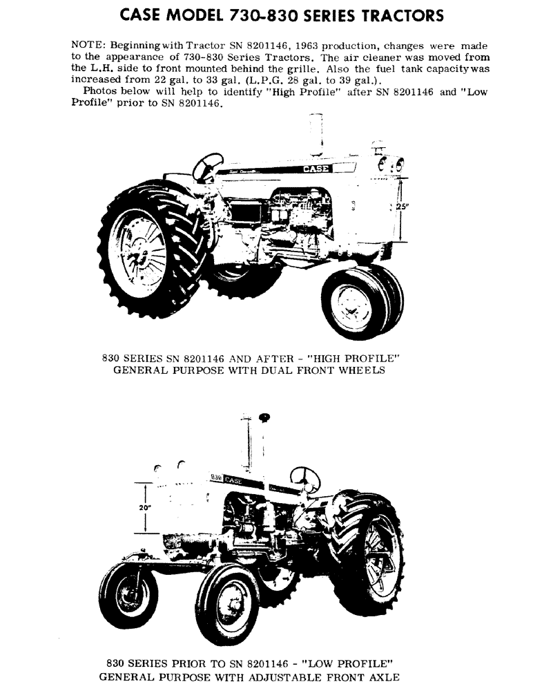 Схема запчастей Case IH 830-SERIES - (002) - CASE MODEL 730-830 SERIES TRACTORS (00) - PICTORIAL INDEX