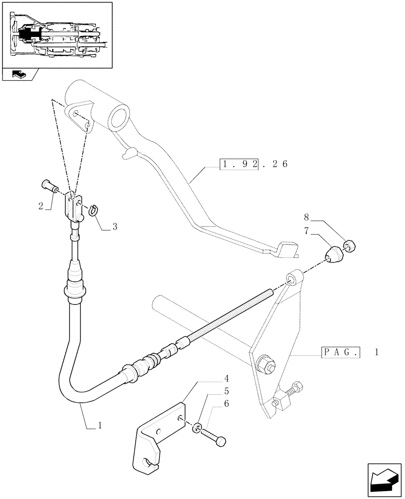 Схема запчастей Case IH FARMALL 85C - (1.26.2[02]) - LEVERS AND TIEROD (03) - TRANSMISSION