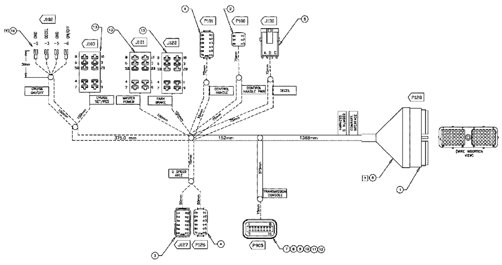 Схема запчастей Case IH TITAN 4520 - (08-009[02]) - GROUP, HARNESSES, NO BED (06) - ELECTRICAL
