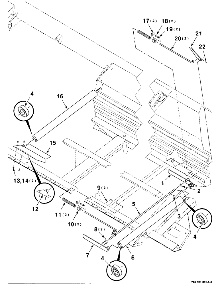 Схема запчастей Case IH 8220 - (5-02) - DRAPER ROLLERS AND TIGHTENER ASSEMBLY, LEFT (58) - ATTACHMENTS/HEADERS
