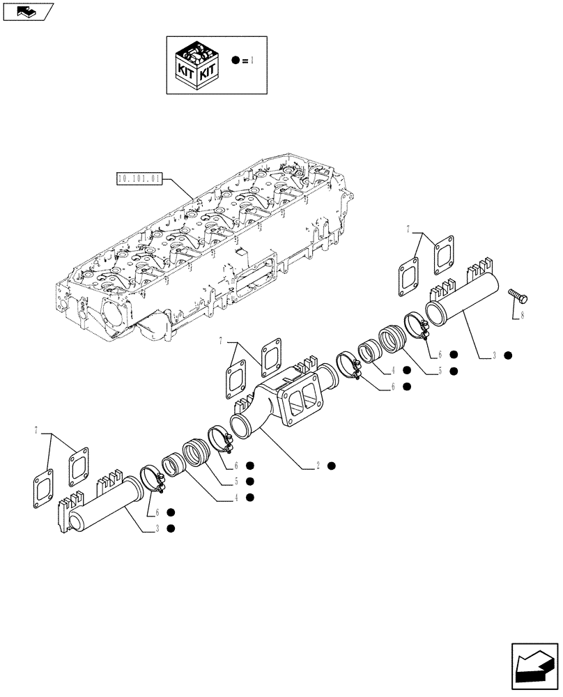Схема запчастей Case IH F3BFE613D A015 - (10.254.05) - EXHAUST MANIFOLD (5801395348) (10) - ENGINE