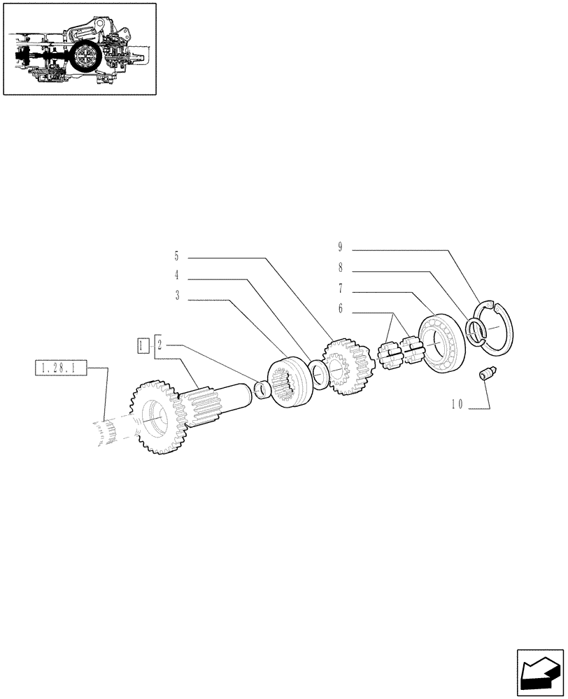 Схема запчастей Case IH JX95 - (1.32.1/01[02]) - CENTRAL REDUCER GEARING - DRIVE SHAFT AND BEARINGS (03) - TRANSMISSION