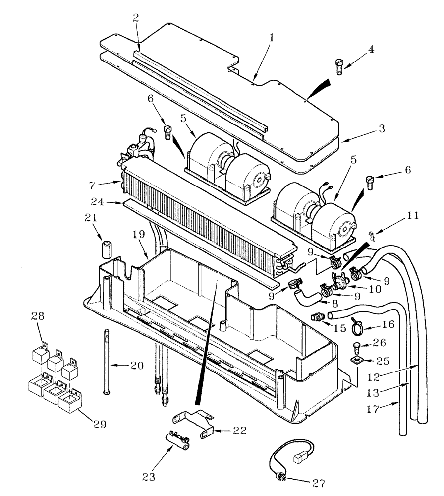 Схема запчастей Case IH AUSTOFT - (A03[21]) - HEATER AND AIR CONDITIONING Mainframe & Functioning Components
