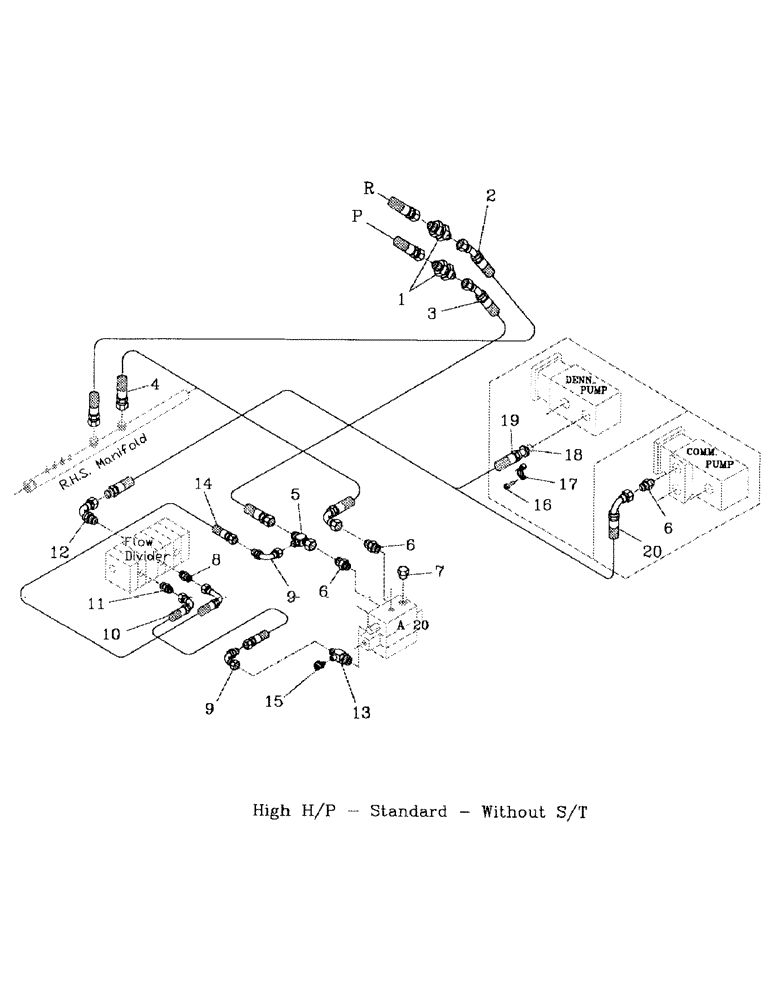 Схема запчастей Case IH 7700 - (B06-21) - HYDRAULIC CIRCUIT, STANDARD TOPPER, 1 BANK A20 Hydraulic Components & Circuits