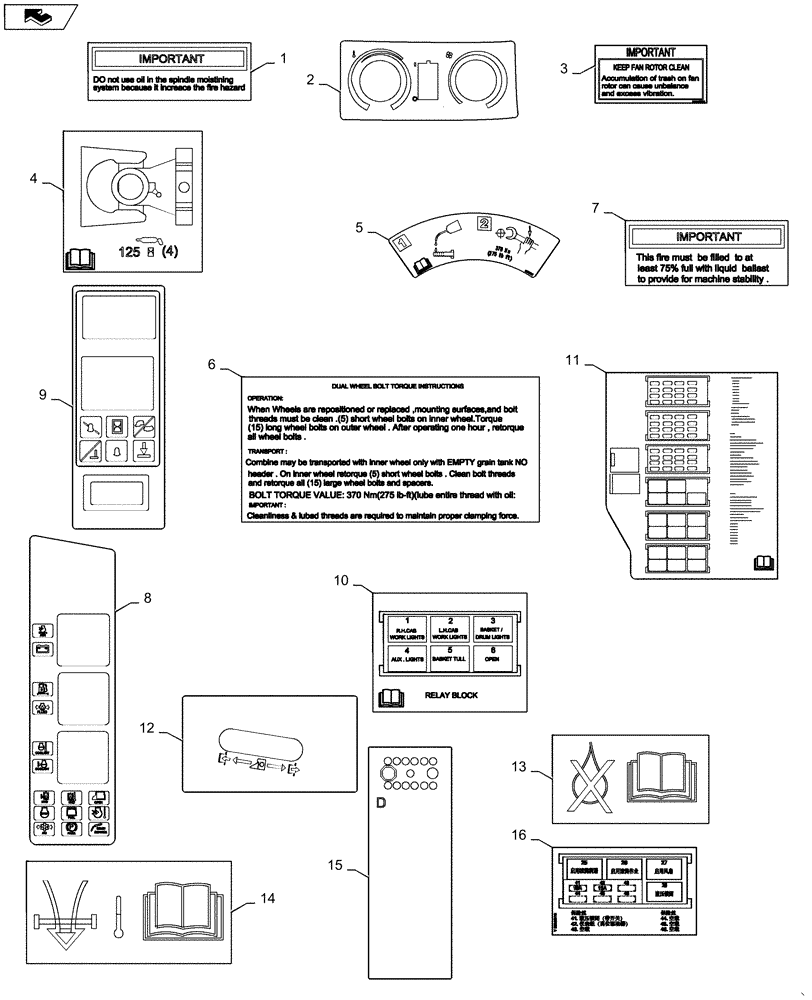 Схема запчастей Case IH CPX420 - (09F-20) - DECALS - IMPORTANT INSTRUCTIONS (12) - CHASSIS